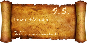 Incze Sándor névjegykártya